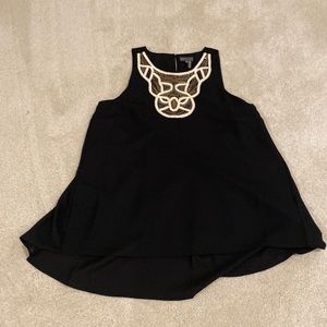 NWT Vince Camuto black sleeveless top with embellished neck